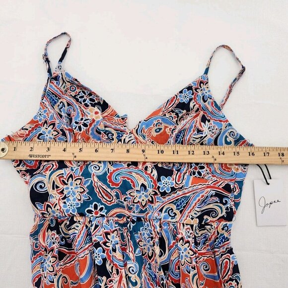 JAPNA Womens Size Small Blue Orange Multicolor Floral Paisley Maxi Dress - Picture 6 of 6